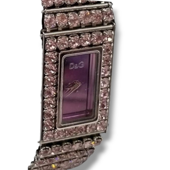 D & G Dolce and Gabbana Silver Stainless & Pink Swarovski Crystal Watch - Picture 7 of 11